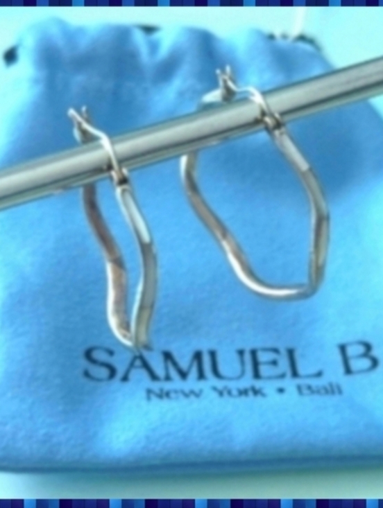 Samuel B. Jewelry - Samuel B. Silver Wavy Hoop Earrings Mother Of Pearl 925 Sterling Silver